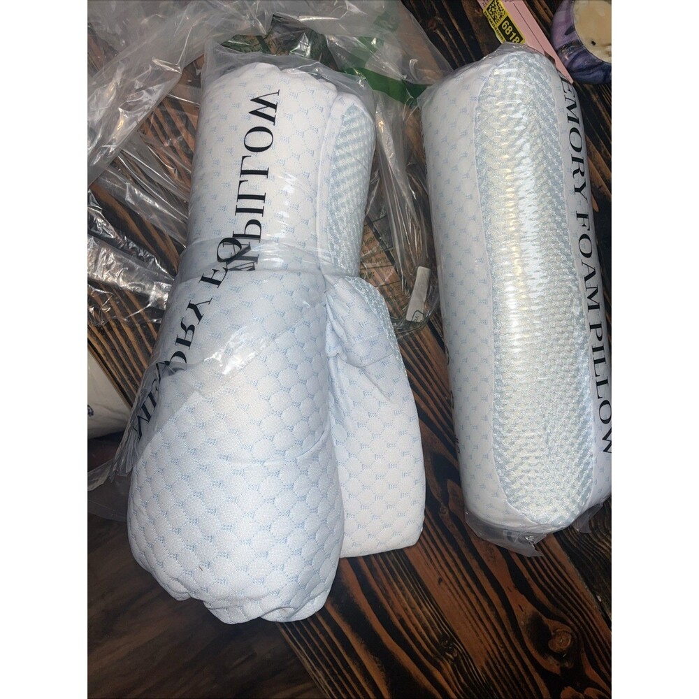 2 Pack Memory Foam Cooling Bed Pillows for Sleeping, Ergonomic - Picture 7 of 9